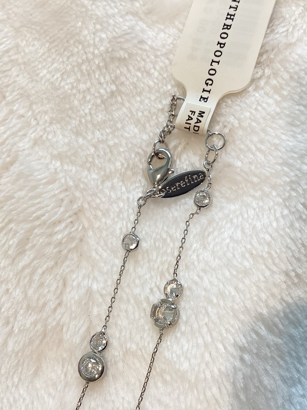 Anthropologie 14KT Gold Plated Bracelet Mixed Crystal Delicate New White Gold - Picture 8 of 9